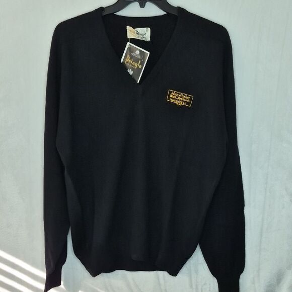 Vintage Pringle of Scotland Johnnie Walker Black Label Lambswool VNeck Sweater L - Picture 1 of 8